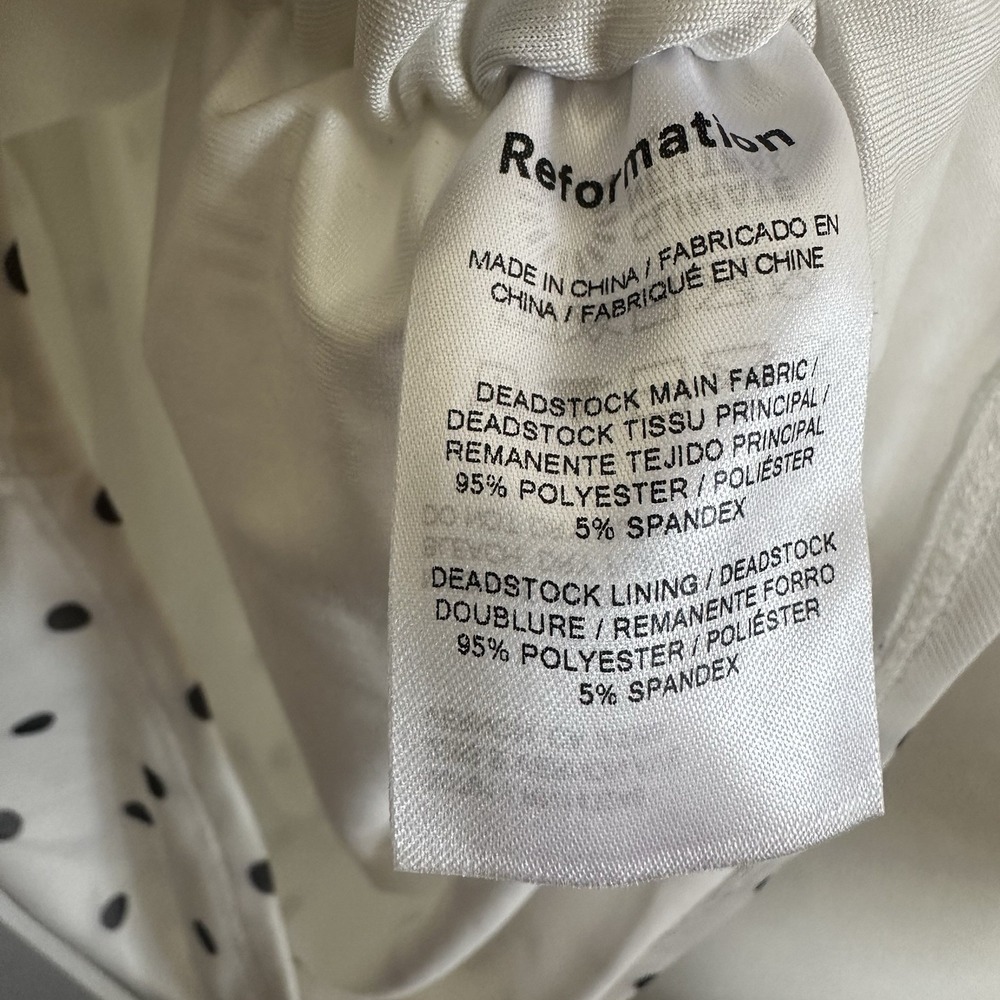 Reformation White Polka Dot Mini Dress with Black Dots - Picture 5 of 8
